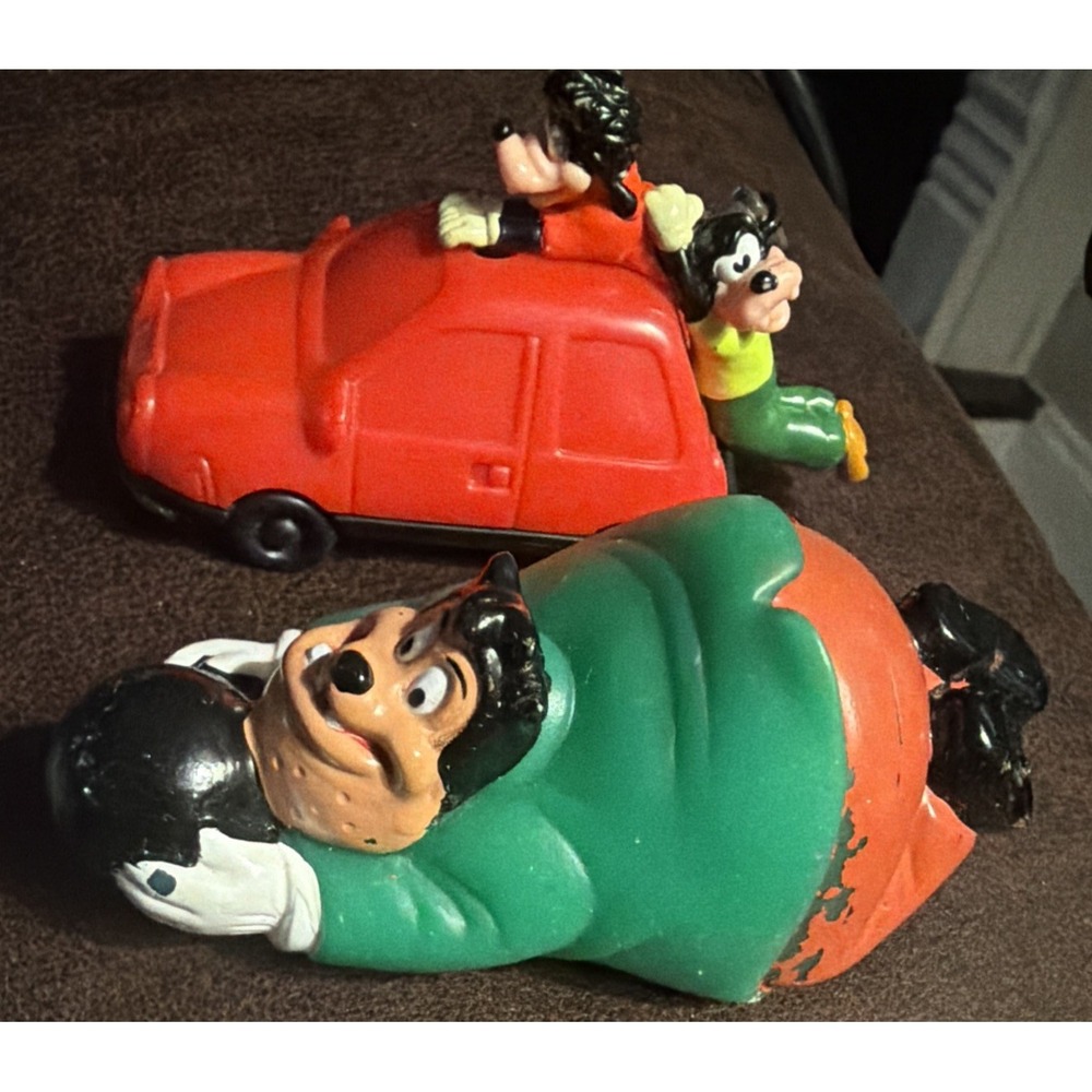 Vtg 1992 Disney Burger King Goofy Troop PETE Bowling Toy Pull Back Racer-2